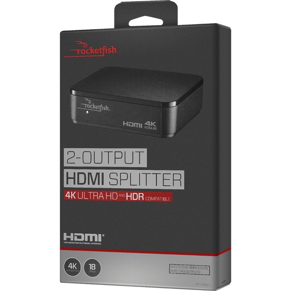 Rocketfish™ - 2-Output HDMI Splitter with 4K and HDR Pass-Through - Black - Picture 1 of 4
